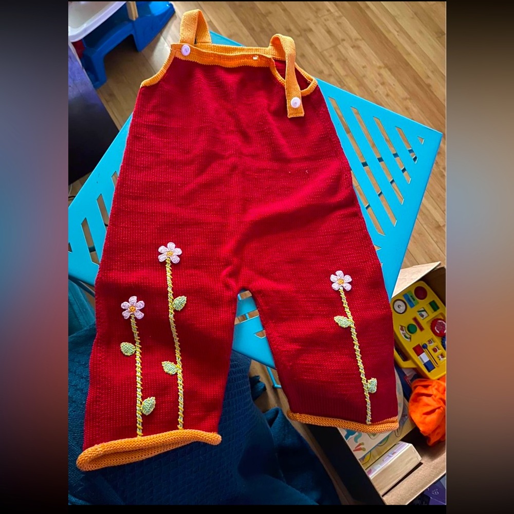 Hand Knitted One of a Kind Overalls